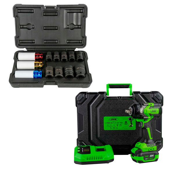 CHAVE DE IMPACTO JBM 1000NM + SOQUETES DE IMPACTO [BRINDE]